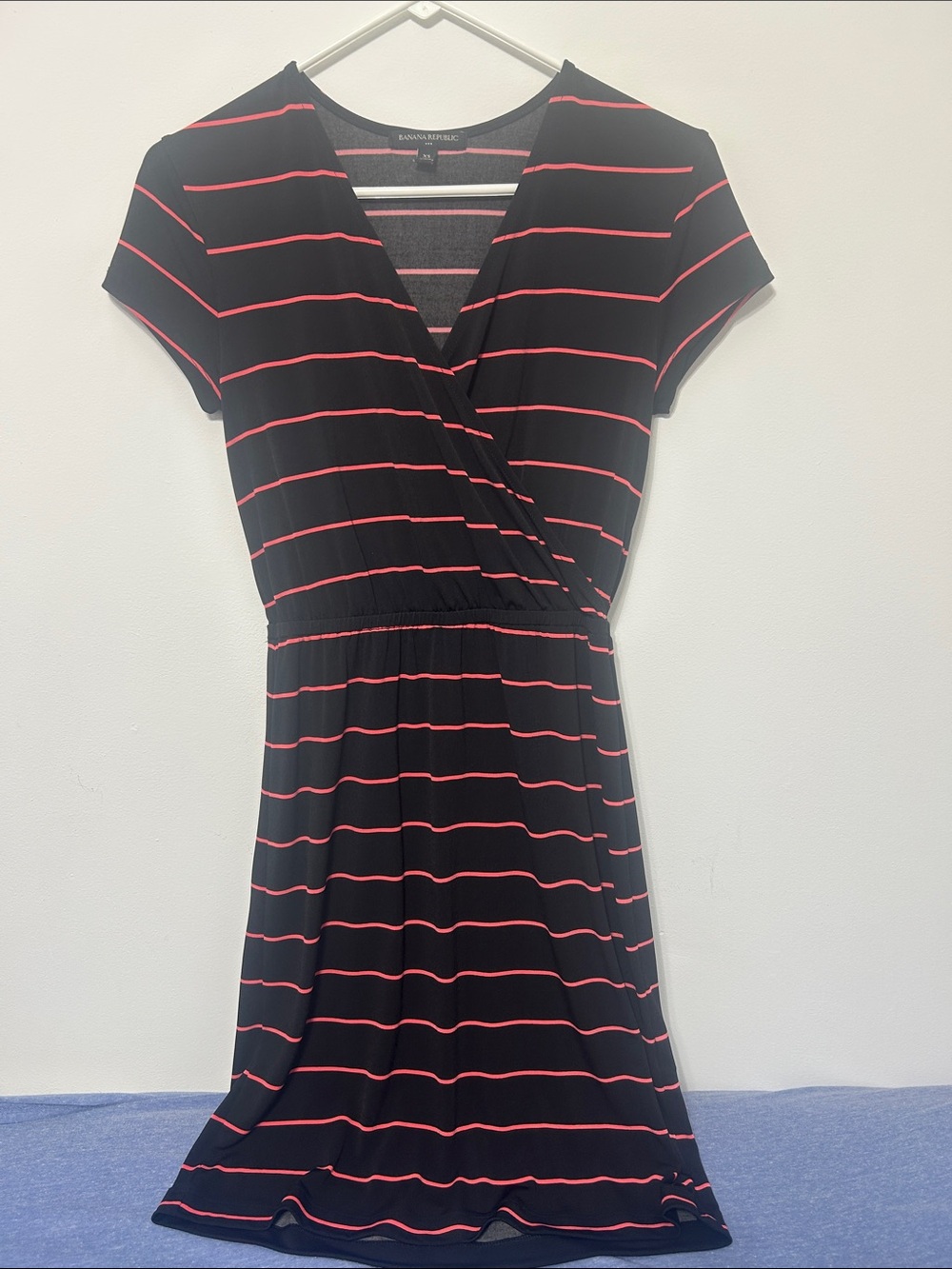 Banana Republic Black Dress with Coral Stripe Wrap